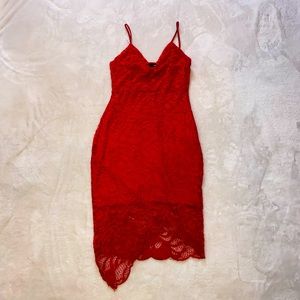 Fashion Nova- Midi Red Dress